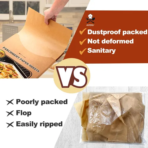 Vista 2 de Forros desechables para freidora de aire CHEFMAN, 125 hojas de papel pergamino compatibles con accesorios para freidora de aire Instant Pot