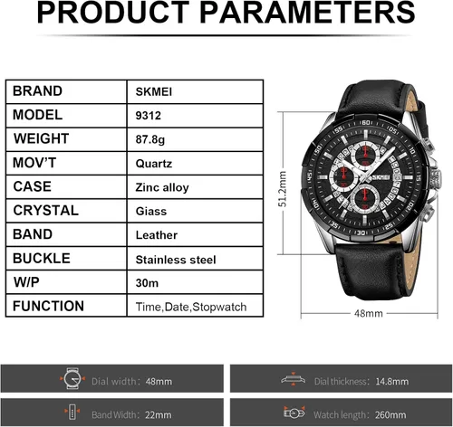 Vista 6 de Watch for Men- Classic Stylish Sports Fashion Casual Wrist Watch, Men Dress Watch Elegant Gift, 30M Waterproof, Auto Date Luminous Watch