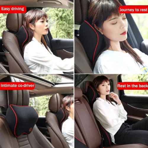 Vista 4 de Almohada cervical de espuma viscoelástica para asiento de automóvil, soporte cervical de cabeza del conductor, ergonómico con funda lavable, alivio