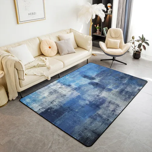 Vista 7 de Erosebridal Alfombra de área de acuarela para sala de estar, alfombra de pasillo de pintura al óleo azul, marrón, morado, 3 x 5, alfombra de arte