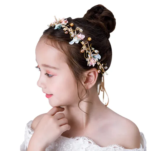 Vista 3 de Weileenice Diadema de corona floral para niñas de flores, diadema para mujer, guirnalda de flores, para concursos de baile, fiesta de graduación
