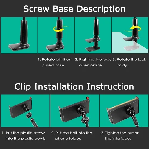 Vista 4 de Soporte para tableta de cuello de cisne, soporte ajustable para tableta, soporte para teléfono celular, soporte para tableta, soporte de escritorio