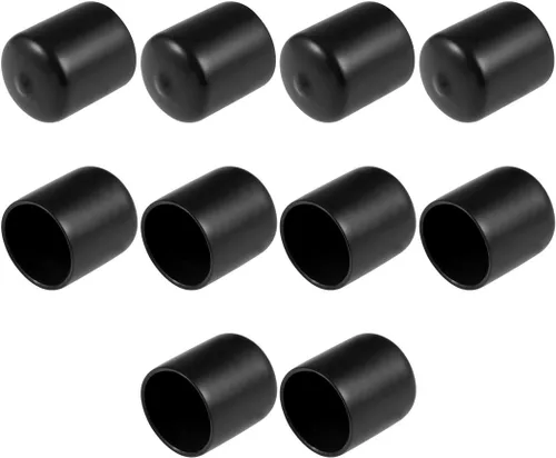 Vista 30 de uxcell 10 tapas de goma para extremos de 0.591 in de identificación, tapa de extremo redondo, protectores de rosca de tornillo, color negro