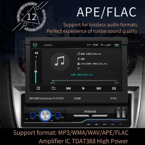 Vista 8 de Radio de coche 1 DIN MP5 reproductor de 7 pulgadas Bluetooth HD GPS pantalla retráctil USB iOS Android 8.1 navegación cámara de visión trasera