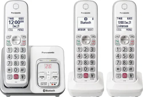 Vista 18 de Panasonic - Teléfono inalámbrico con contestador automático, Link2Cell Bluetooth para el hogar, asistente de voz y bloqueo avanzado de llamadas