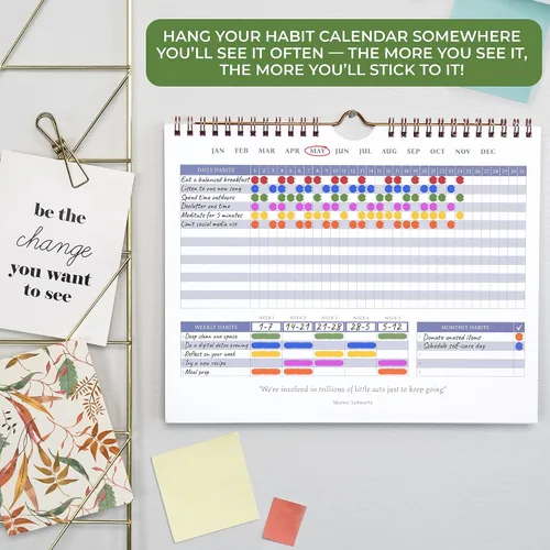 Vista 3 de Calendario de hábitos de leyenda para rastrear hábitos diarios, rastreador motivacional para rastrear hábitos atómicos, 2 años, sin fecha, 10 x 8