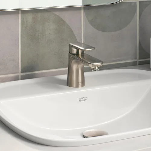 Vista 4 de American Standard 7061131.295 Aspirations - Grifo de baño pequeño con un solo mango, 1.2 GPM, níquel cepillado cepillado níquel