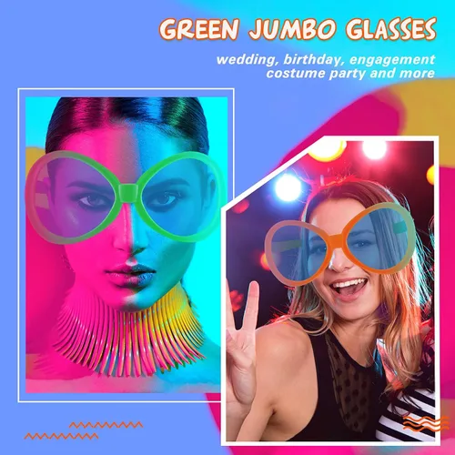 Vista 3 de 2 lentes de sol gigantes de payaso divertidos accesorios de sol de fiesta para adultos, plástico novedoso para festivales y vacaciones