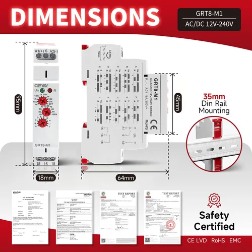 Vista 6 de Relé de tiempo multifunción 16A con 10 opciones de función relé AC/DC12V-240V (GRT8-M1, AC/DC12V-240V)
