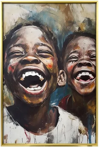 Vista 11 de Turaranusy Póster de arte negro para niños africanos, lienzo para pared, niños bajo la lluvia, para decoración de sala de estar, dormitorio