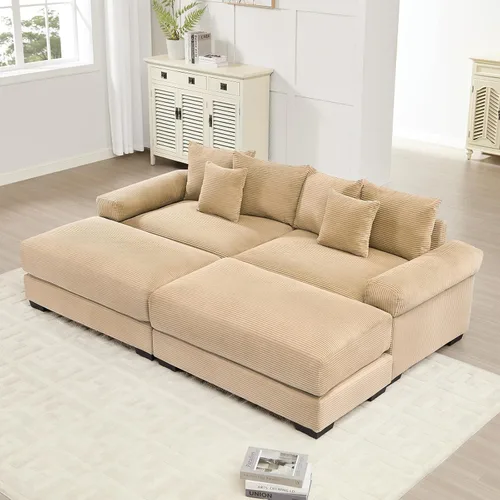 Vista 36 de ODUSE-DAILY Sofá modular de gran tamaño de 117.3 pulgadas, sofás modulares grandes de pana para sala de estar, sofás de 3 plazas, moderno juego