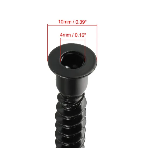 Vista 4 de uxcell Tornillo de confirmación de muebles 0.276x1.535 in Tornillos de madera hexagonal con recubrimiento en polvo 20pcs