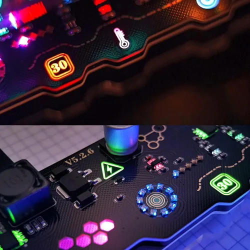 Vista 3 de Reloj de tubo de imitación Nixie Reloj de tubo fluorescente Cyberpunk Adornos IV18 Reloj de tubo fluorescente puede mostrar la fecha, hora, clima