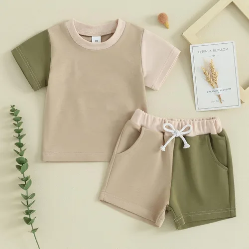 Vista 2 de Twopumpkin Verano Niño Niño Ropa de Bebé Camisetas de Manga Corta Top Y Pantalones Cortos Infantil Traje Neutral 6 9 12 18 24 Meses 2t