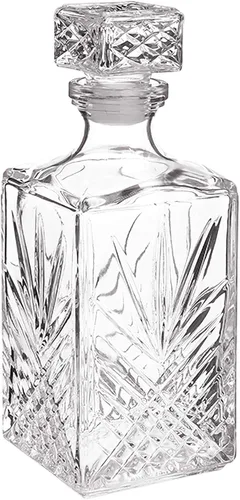 Vista 13 de Bormioli Rocco Capitol - Decantador de vidrio, tapón geométrico hermético, decantador de whisky de 23.75 onzas para vino, bourbon, brandy, licor
