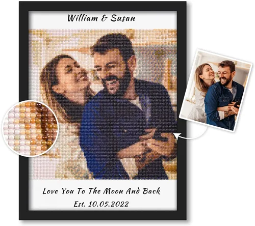 Vista 15 de Kits de pintura de diamantes personalizados para adultos, arte de diamantes con foto personalizada, imagen privada personalizada, decoración