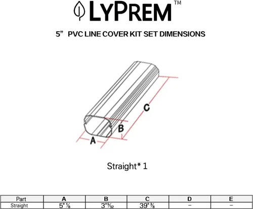Vista 2 de LyPrem Kit de cubierta de línea de PVC, accesorios para mini división sin conductos (paquete de 2 conductos rectos de 5 pulgadas, blanco)