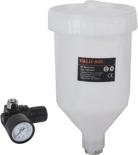 Vista 6 de Valu-Air H827-B Pistola de pulverización de aire de alimentación por gravedad HVLP de 20 onzas con regulador (boquilla de 0.055 in)
