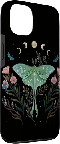 Vista 3 de Funda estética Witchy Luna Moth Flower Floral Moon Phases para iPhone 13