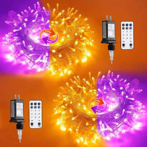 Vista 20 de JMEXSUSS - Tira de 100 luces led para interiores, 8 modos, enchufables, parpadeantes, 33 pies, luces navideñas para exteriores, a prueba de agua