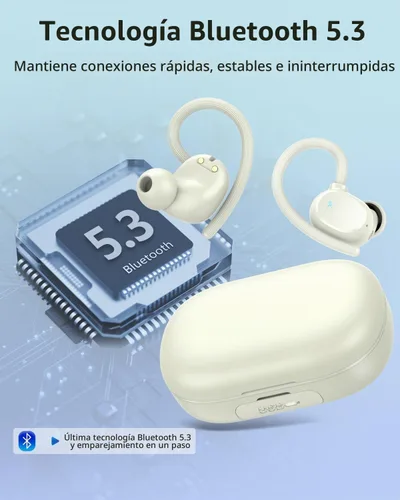 Vista 6 de Auriculares inalámbricos Bluetooth deportivos 2026 con Bluetooth 5.3, 128 horas de reproducción con pantalla LED, potentes graves sobre la oreja