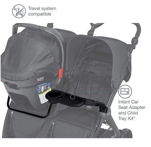 Vista 3 de [Usado] Britax B-Lively - Adaptador de asiento de coche para cochecito doble y kit de bandeja para niños