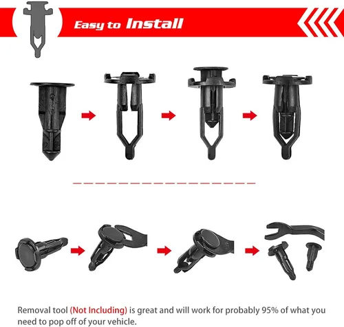 Vista 4 de OTUAYAUTO 50 clips de sujeción de parachoques para guardabarros, OEM # 52161-02020 clips automotrices de nailon tipo empuje de 0.316 pulgadas
