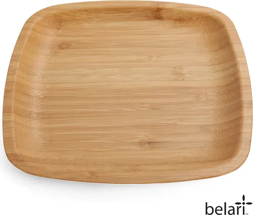 Vista 4 de Juego de platos de bambú de 8 pulgadas, platos reutilizables de bambú, platos cuadrados de bambú, platos de madera, platos llanos de bambú, juego