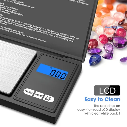 Vista 4 de Báscula de gramo, báscula digital de bolsillo en minicarela, 7.05 oz x 0.00 oz, báscula digital de gramos, báscula de alimentos, báscula de joyería