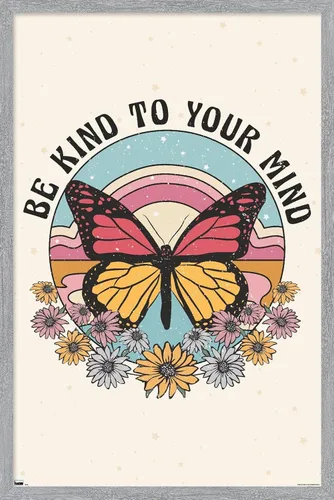 Vista 14 de Trends International Póster de pared Be Kind to Your Mind, 14.725 x 22.375 pulgadas, versión enmarcada de madera de granero