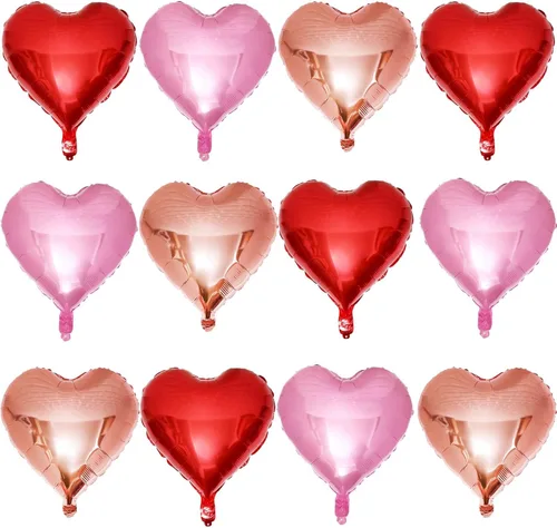 Vista 17 de Paquete de 10 globos en forma de corazón rosa pastel, globos románticos de 18 pulgadas para el día de San Valentín, proponer matrimonio, boda 10