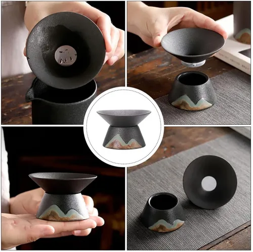 Vista 6 de ULTNICE Accesorio de filtro de té de cerámica con colador de malla fina para el hogar y la habitación, diseño compacto de 3 x 3 x 1.77 pulgadas