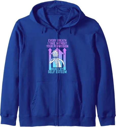 Vista 3 de Rick and Morty Raising Rick's Self-Esteem Sudadera con capucha y cremallera, Negro, S
