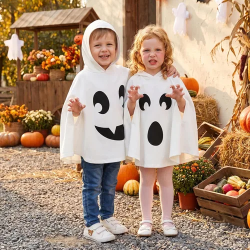 Vista 3 de Toddler Baby Ghost Costume Cute Hooded Cape Halloween Costumes A-blanco