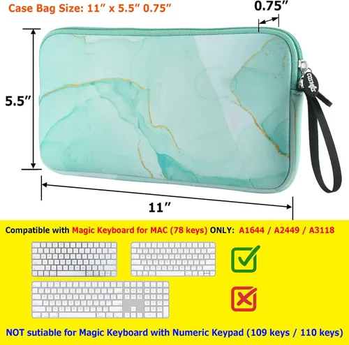 Vista 2 de Cosmos Funda de neopreno para teclado de transporte, bolsa de protección compatible con teclado mágico 1 y 2, mouse mágico, teclado inalámbrico