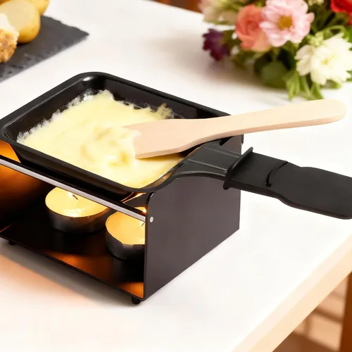 Vista 3 de Espátula de raclette de madera (4 piezas/juego) para parrillas de queso, tablas gourmet, sartenes, fondue