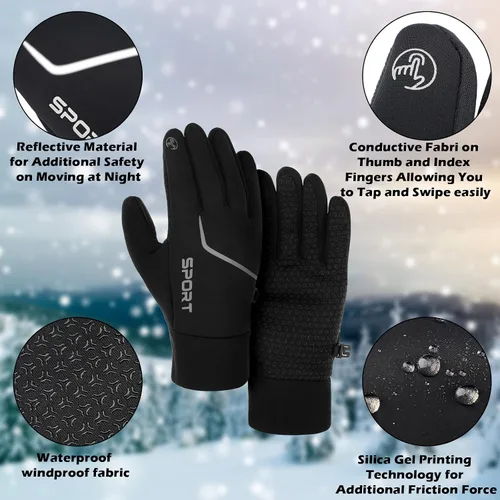 Vista 5 de Newcotte 3 pares de guantes de invierno ligeros para correr para pantalla táctil, forro cálido, guantes térmicos para clima frío para hombres