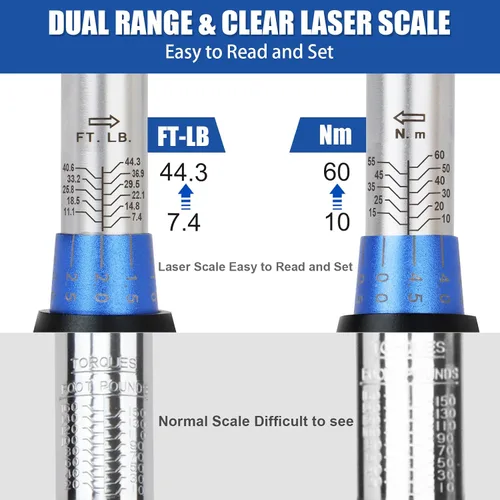 Vista 2 de BULLTOOLS Llave dinamométrica de 3/8 pulgadas con clic de accionamiento, juego de llaves dinamométricas de 72 dientes de dirección dual. Llave