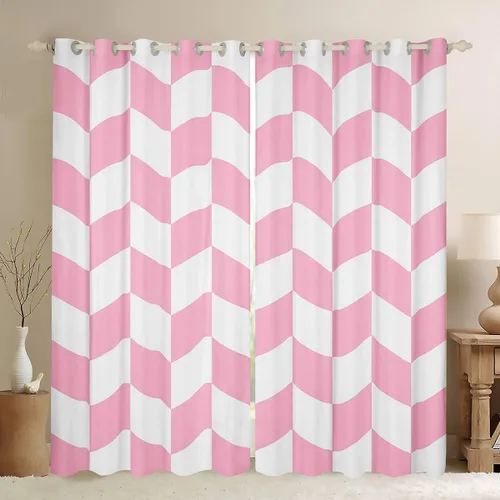 Vista 28 de Feelyou Beige Brown and White Curtains for Bedroom Living Room Modern Geometric Blackout Shades Abstract Checkered Room Darkening Curtain Rhombus