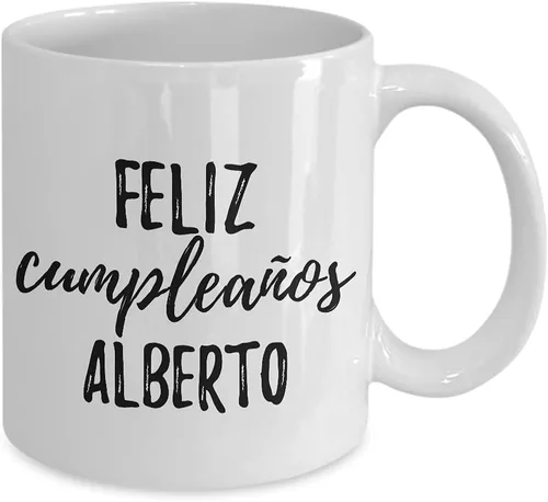 Vista 2 de Feliz Cumpleanos Alberto - Taza de café con nombre personalizado para regalo de cumpleaños, 11 onzas