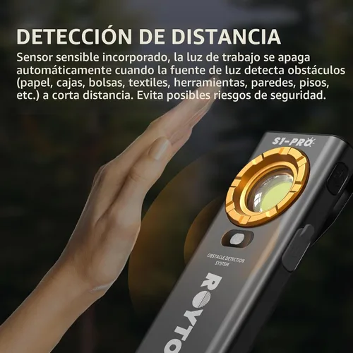 Vista 5 de ROYTOA Linterna de bolsillo recargable EDC Slim Flat Linterna 1200 lúmenes con base magnética y espalda, sensor de proximidad, clip para bolsillo