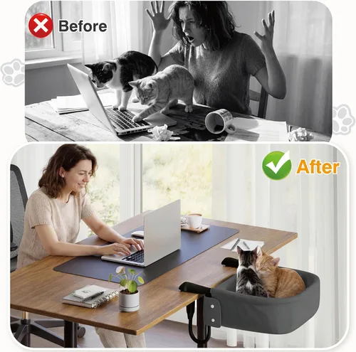 Vista 8 de Cama de escritorio para gatos extra resistente para gatos grandes Gris