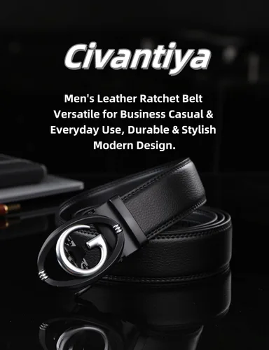 Vista 7 de Cinturón de cuero con trinquete ajustable para hombre, regalo de corte 1 38 para un ajuste perfecto