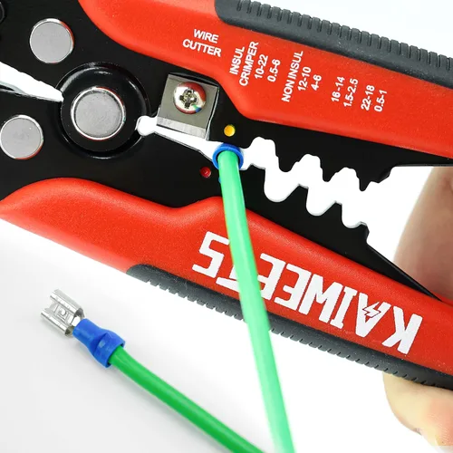 Vista 6 de KAIWEETS Pelacables Autoajustable - Herramienta de Pelado de Alambre Automática 3 en 1 de Servicio Pesado Cortador de Alambre 10-24 AWG para Corte