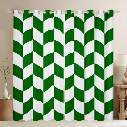 Vista 8 de Feelyou Beige Brown and White Curtains for Bedroom Living Room Modern Geometric Blackout Shades Abstract Checkered Room Darkening Curtain Rhombus