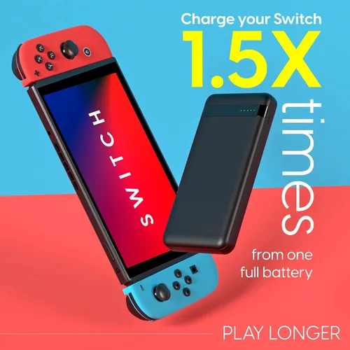 Vista 5 de TALK WORKS Power Bank Compatible with Nintendo Switch - Portable Charger Power Battery Pack with USB Ports LED Battery Indicator - Easy-to-Carry