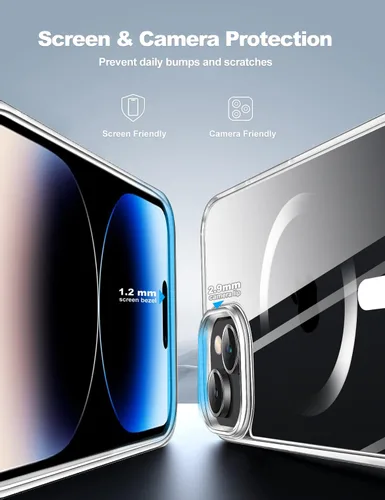 Vista 4 de Tigowos Compatible con iPhone 15 Plus e iPhone 14 Plus Funda para Teléfono [Compatible con MagSafe] [Resistente a Caídas de 10 Pies] Cristal