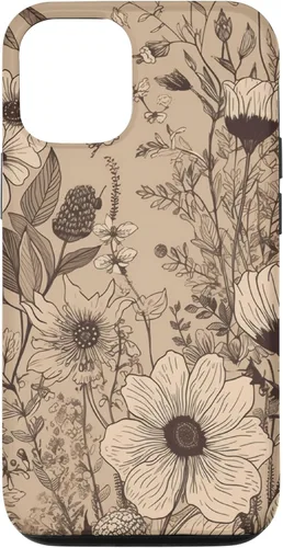 Vista 27 de Funda para iPhone 12 Pro Max Beige Tan Wildflower Floral Minimal Flower Boho