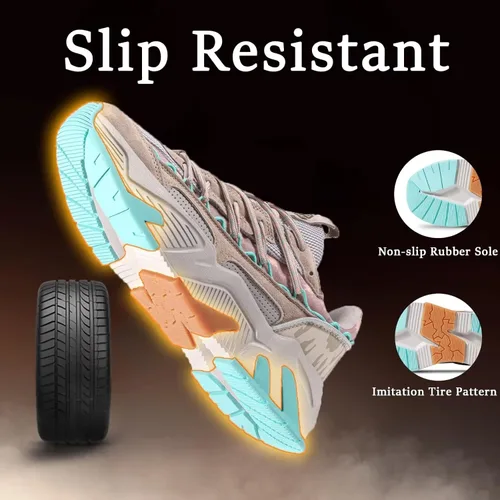 Vista 3 de ZLOLO Zapatos de caminar para hombre, zapatos de deporte gruesos, informales, para papá, a la moda, para entrenamiento, gimnasio, tenis, correr