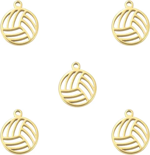 Vista 9 de kkjoy 5 dijes de bola deportiva de acero inoxidable para hacer joyas y manualidades, varios dijes, suministros de manualidades, accesorios